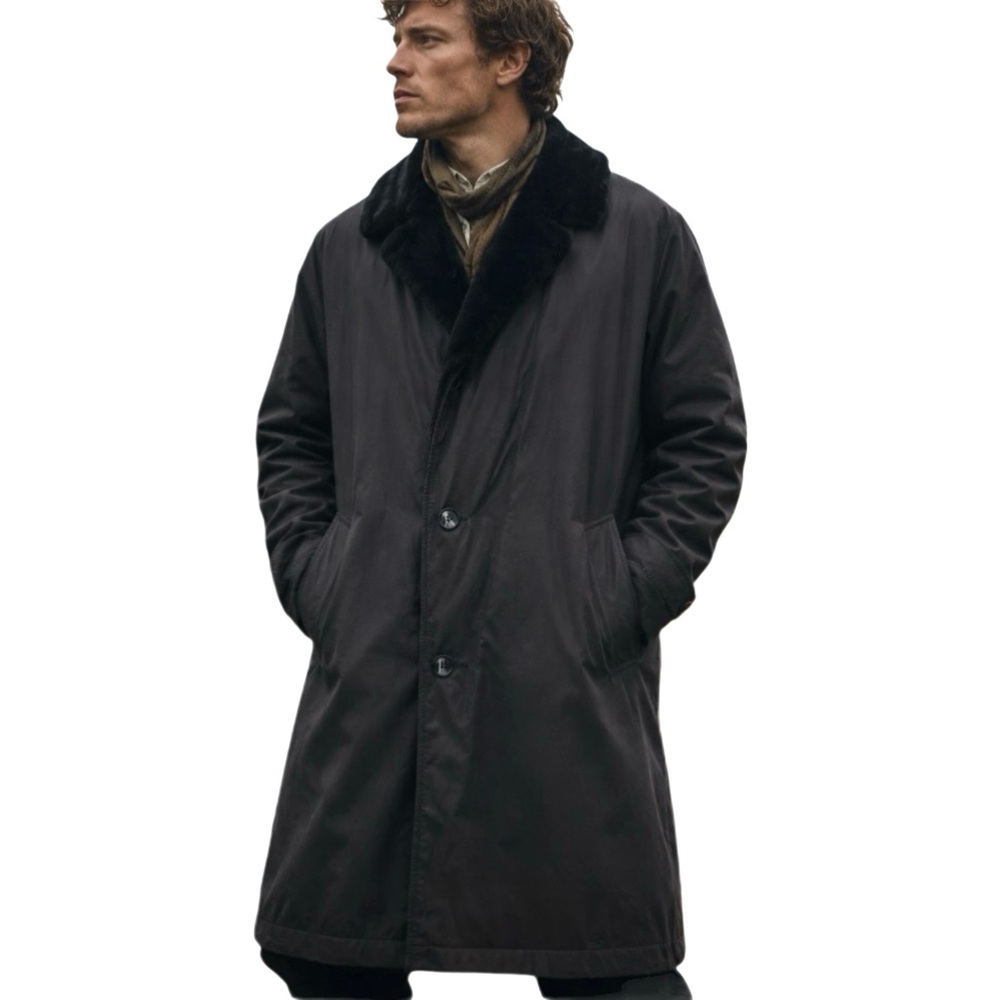 F.M. Hämmerle Men’s Vintage Waxed Coat Dark Gray Size 46 Mid-century Austrian